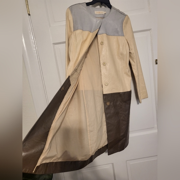 Tory Burch Leather Colorblock Pattern Coat size 8 - Picture 7 of 8